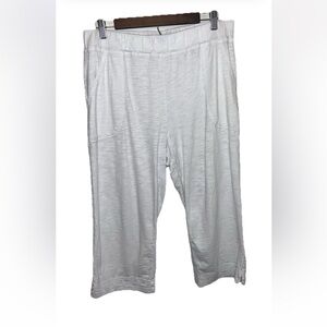 Habitat Escape Pull On Casual Cropped White Cotton Stretch Pants Size L EUC Boho
